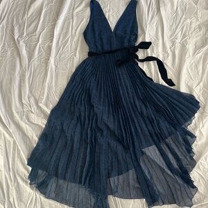 Alice + Olivia - Navy Blue Dress, Black Velvet Bow, Size 10